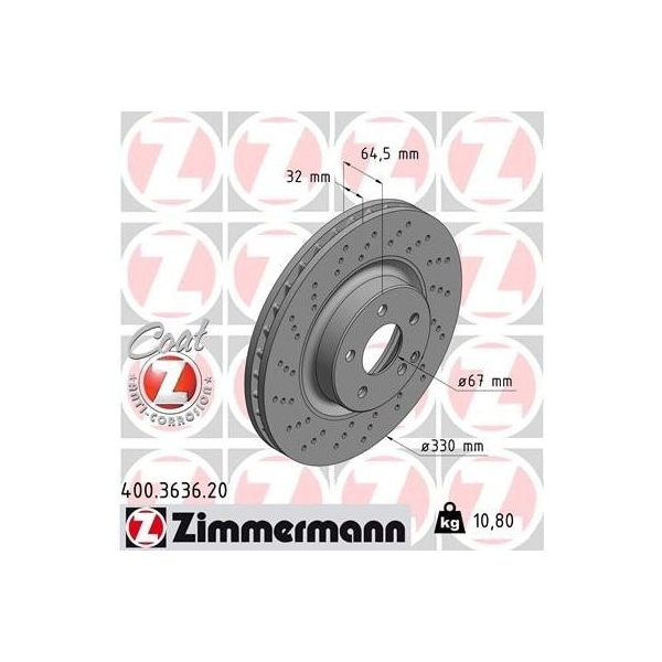 Zimmermann Brake Disc - Standard/Coated, 400363620 400363620 - main